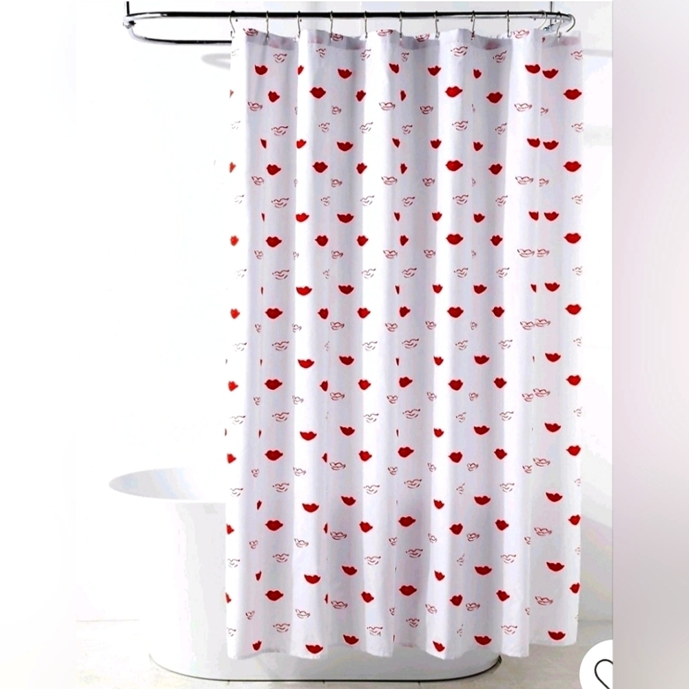 NWT Target Room Essentials 72"x72" Scattered Red Lips Shower Curtain Valentine's